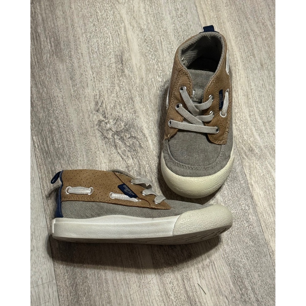 OshKosh B'gosh Lloyd Toddler Boys Grey Tan Boat Shoe Sneakers Size 9M OS21H05H